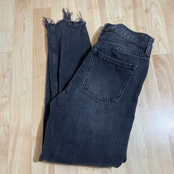 We The Free Free People Black Denim Distressed Button Fly Raw Hem Jeans Size 24 - Picture 8 of 8